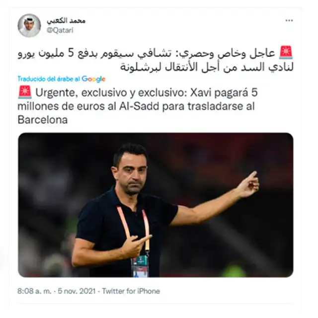 Xavi Hernández pagaría claúsula de salida a Al-Sadd