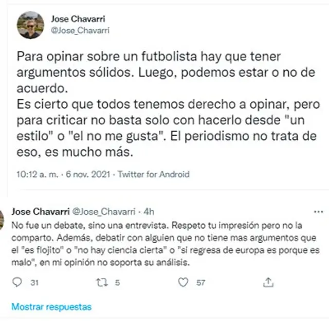 José Chavarri en Twitter