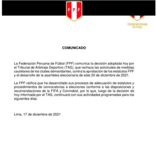 Comunicado de FPF