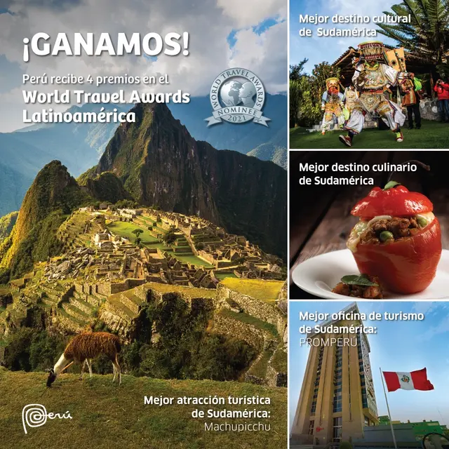  Premios obtenidos en el World Travel Awards Sudamérica 2021. Foto: PromPerú.   