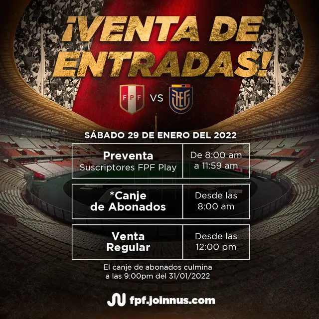 Entradas Perú vs Ecuador