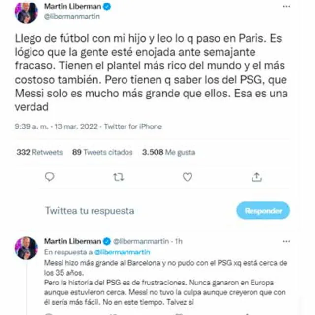 Martín Liberman en redes defiende a Lionel Messi