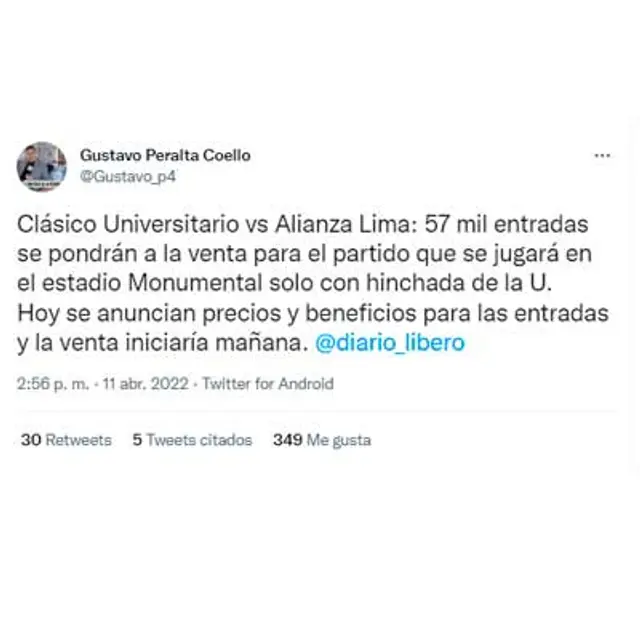 Gustavo Peralta y la información sobre Universitario vs Alianza Lima