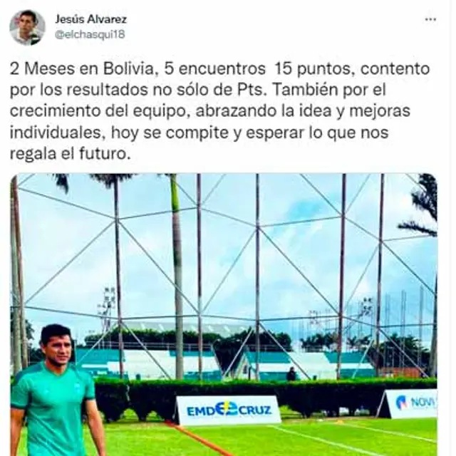 Jesús Álvarez feliz por su paso en la liga de Bolivia