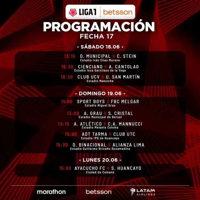 Fecha 17 de la Liga 1 - Torneo Apertura