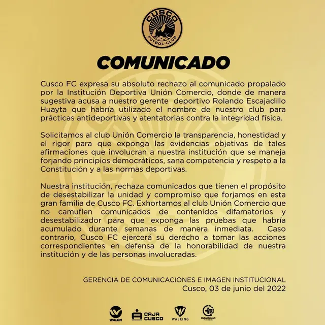 Cusco FC, Rolando Escajadillo