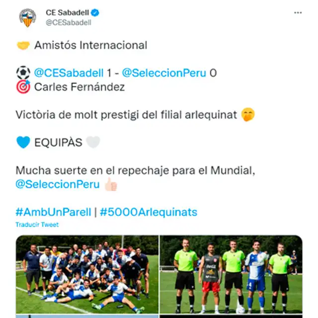 Mensaje de Sabadell a la Selección Peruana Mensaje de Sabadell a la Selección Peruana