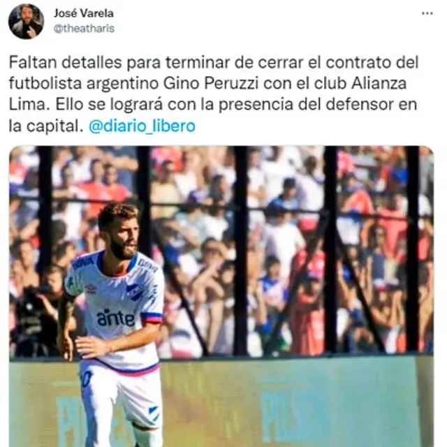 Gino Peruzzi a nada de llegar a Alianza Lima