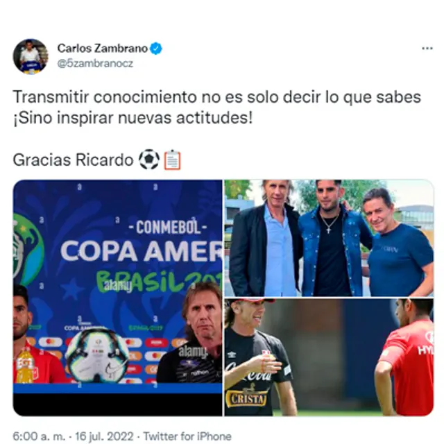 Carlos Zambrano y su mensaje hacia Ricardo Gareca