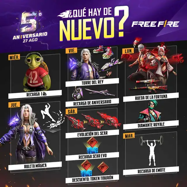 Free Fire: Agenda semanal del 3 al 9 de agosto