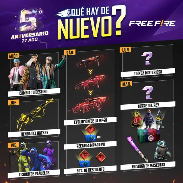 Free Fire: Revisa la asombrosa agenda semanal del 17 al 23 de agosto