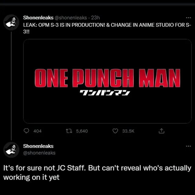 One Punch-Man confirma su Temporada 3 y se rumorea un cambio de estudio One Punch-Man confirma su Temporada 3 y se rumorea un cambio de estudio