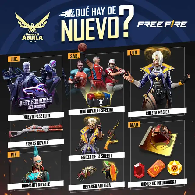 Free Fire: Revisa la sorprendente agenda semanal del 31 de agosto al 06 de septiembre Free Fire: Revisa la sorprendente agenda semanal del 31 de agosto al 06 de septiembre