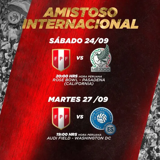 Perú confirma amistosos de septiembre