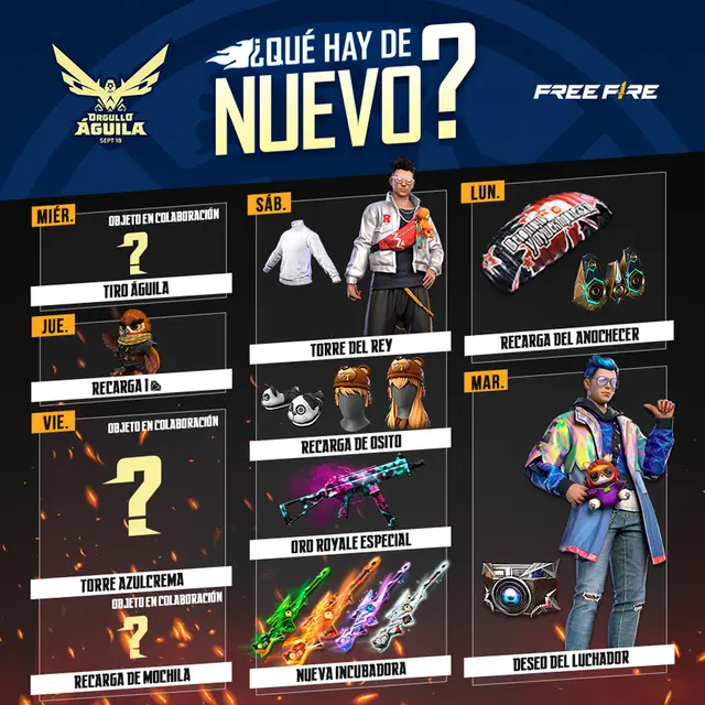 Free Fire: Revisa la asombrosa agenda semanal del 7 al 13 de septiembre Free Fire: Revisa la asombrosa agenda semanal del 7 al 13 de septiembre