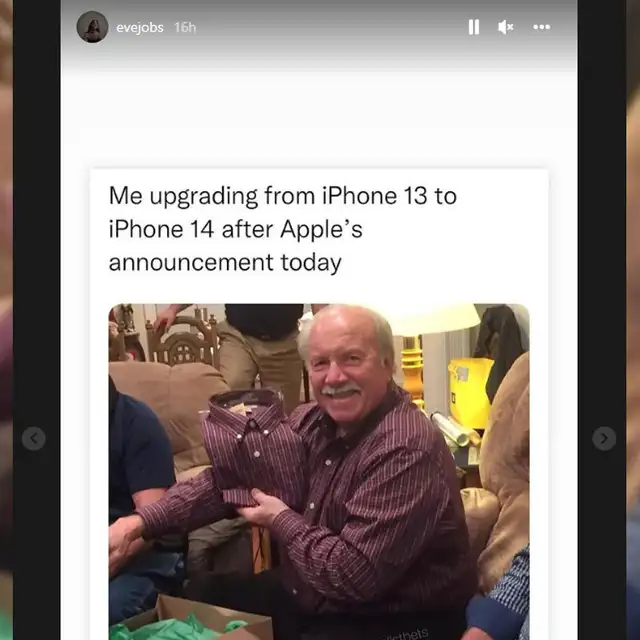 Hija de Steve Jobs se burla del iPhone 14 en Instagram con divertido meme