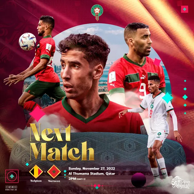El anuncio de Marruecos para el duelo contra Bélgica. El anuncio de Marruecos para el duelo contra Bélgica.