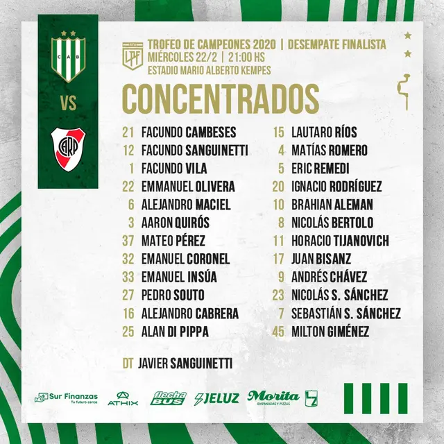 <strong>Banfield convocados</strong>   