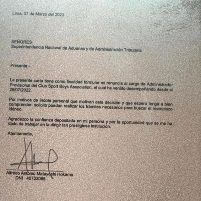 Alfredo Matayoshi renunció a la administración de Sport Boys.