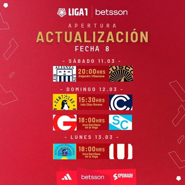 Actualización de la fecha 8 del Torneo Apertura.   