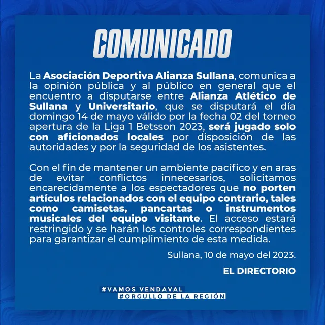<strong>Comunicado de Alianza Atlético</strong>   