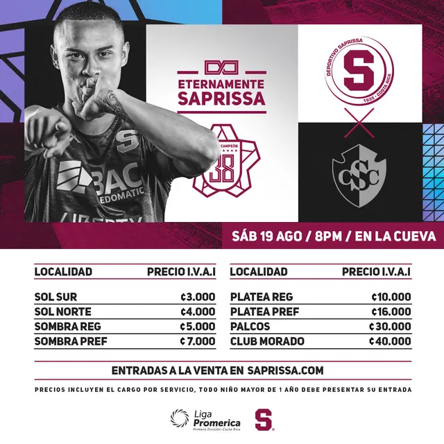 Saprissa vs. Cartaginés: precio de entradas   