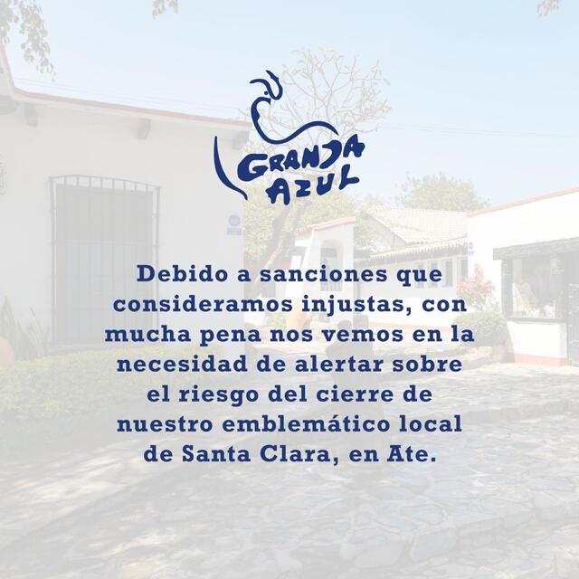 La Granja Azul anuncia el posible cierre de emblemática sede. Foto: Twitter.   