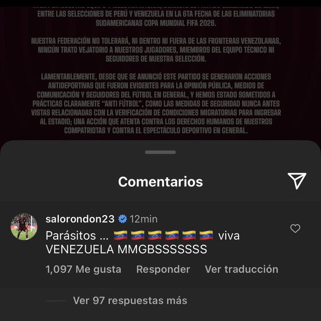Comentario de Salomón Rondón