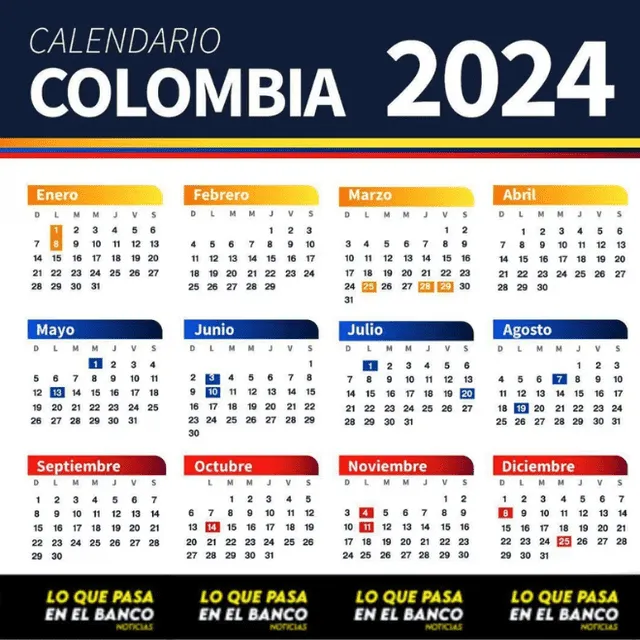 Calendario de días festivos en Colombia 