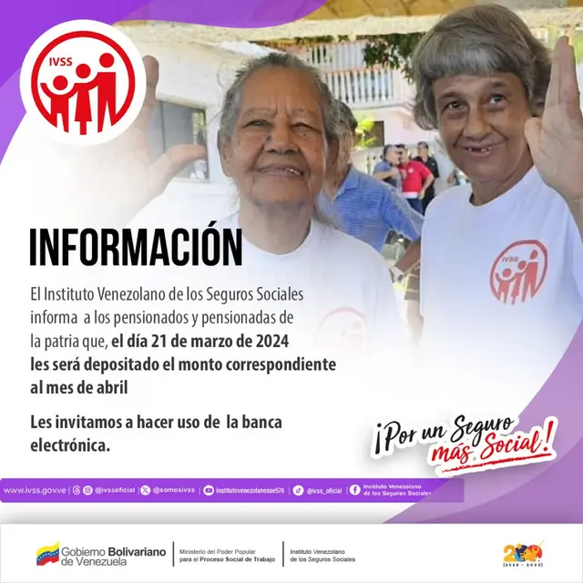 Pensión IVSS abril 2024
