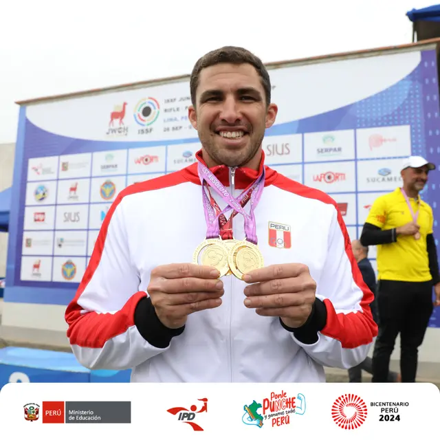 Nicolás pacheco logró medalla de oro en el Campeonato Sudamericano de Tiro Lima 2024.