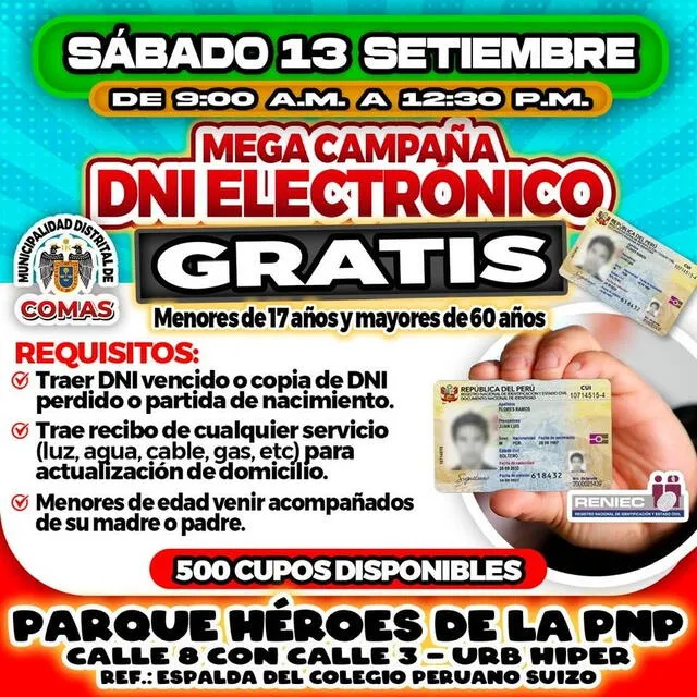 Compaña de la Municipalidad de Comas y el Reniec. Compaña de la Municipalidad de Comas y el Reniec.