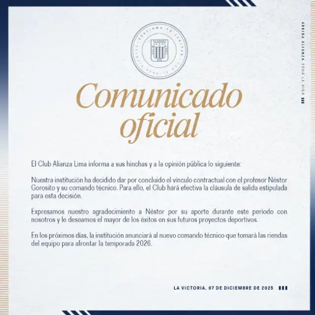 Alianza Lima comunicado Alianza Lima comunicado