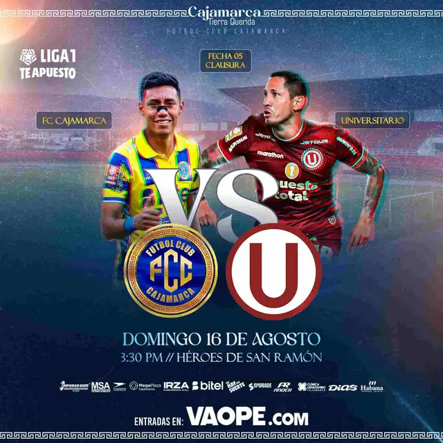 Universitario de Deportes, FC Cajamarca, Torneo Clausura 2026, Liga 1 2026 Universitario de Deportes, FC Cajamarca, Torneo Clausura 2026, Liga 1 2026