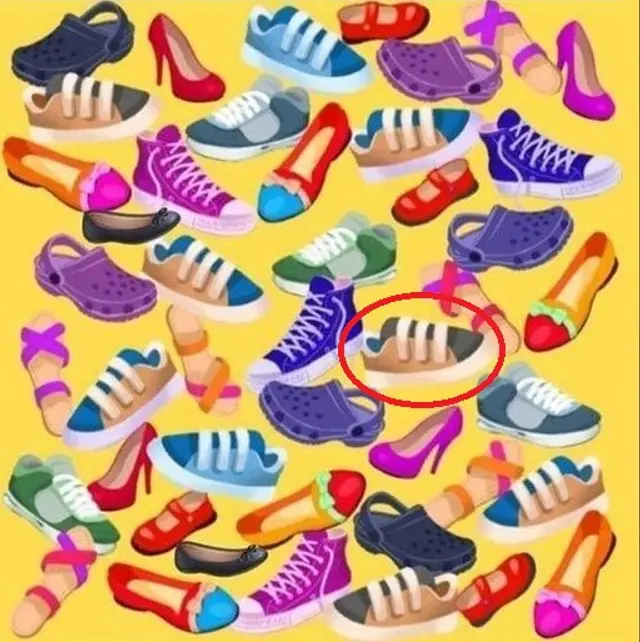 La zapatilla color café se retire tres veces, por lo que sobra un par. | Foto: Twitter Acertijos y puzzles   