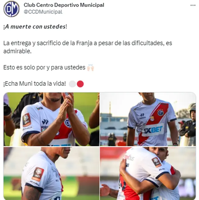 Municipal le dedicó emotivas palabras a sus jugadores por todo el esfuerzo. Municipal le dedicó emotivas palabras a sus jugadores por todo el esfuerzo.