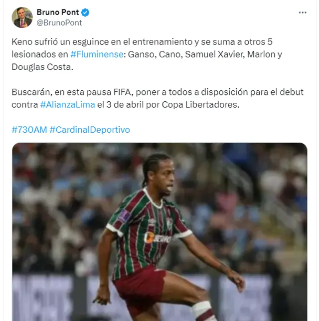 Fluminense presenta 6 bajas a poco del debut contra Alianza Lima