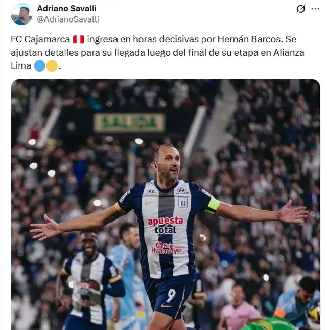 Hernán Barcos cerca de cerrar su fichaje a FC Cajamarca 