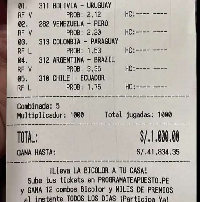 Hincha peruano intenta ganar más de 40 mil en esta fecha FIFA