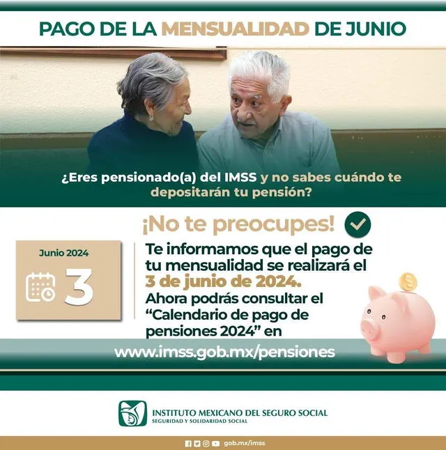 Pensión IMSS en junio 2024