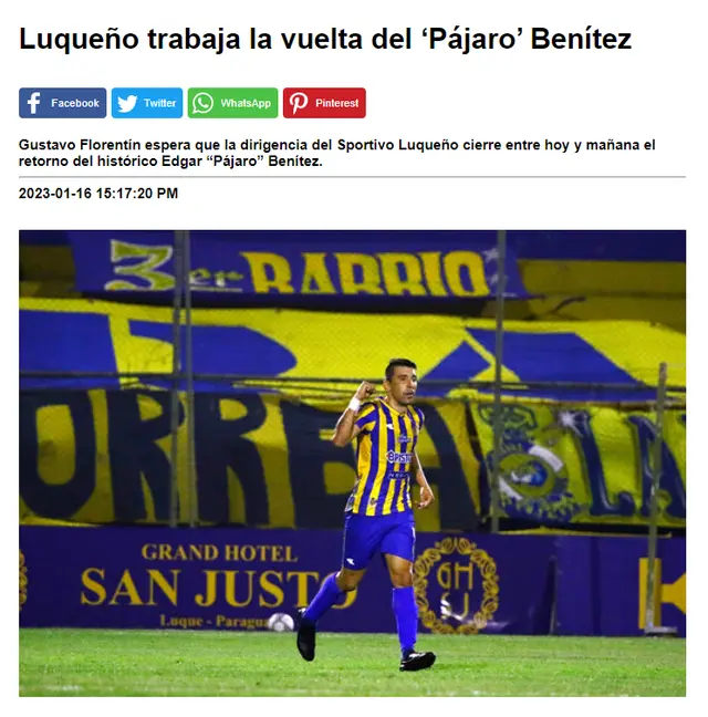  Edgar Benítez podría regresar a Sportivo Luqueño. (Foto: Amambay)   