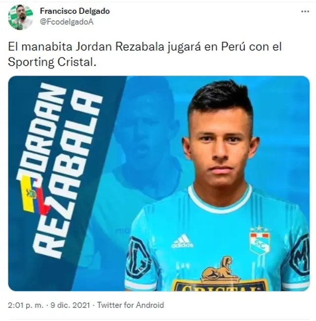 Jordan Rezabala sería nuevo jugador de Sporting Cristal. Jordan Rezabala sería nuevo jugador de Sporting Cristal.