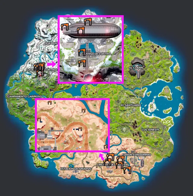 Fortnite usa un cable de escalada en Circuito de Chonker y Caverna de Control