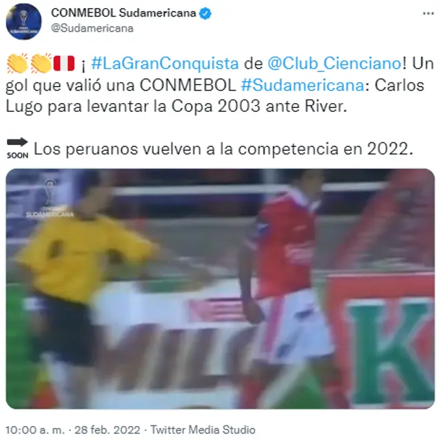 Conmebol recordó el título de Cienciano.