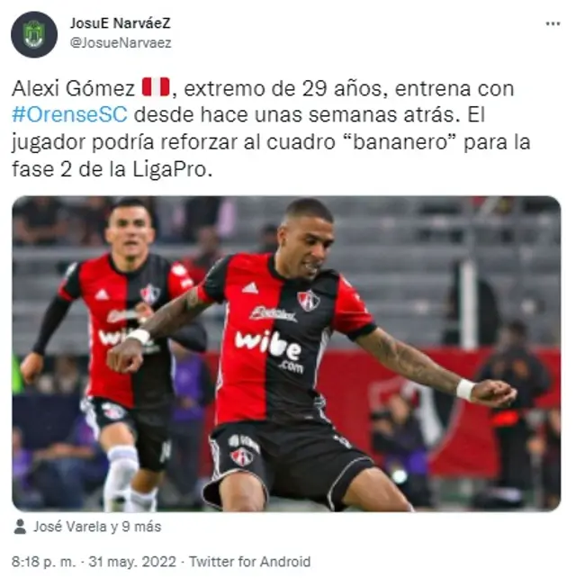 Alexi Gómez jugaría en Orense SC.