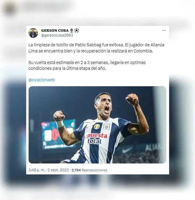 Pablo Sabbag ya fue operado en Colombia