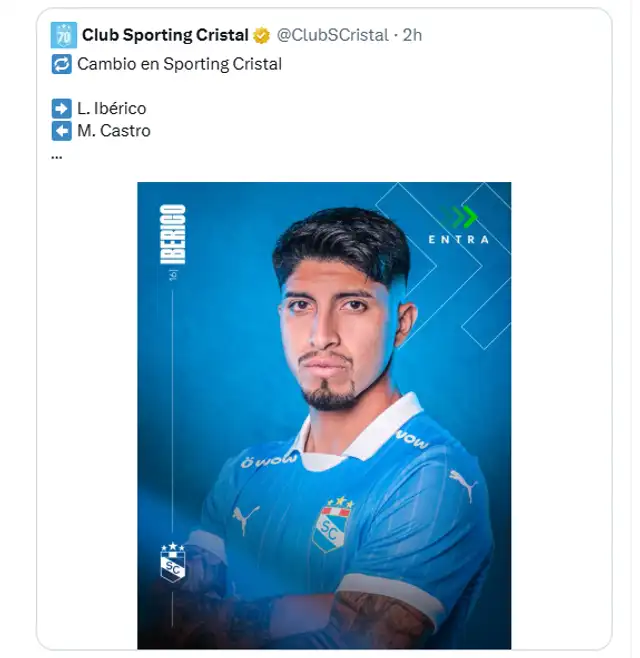 Luis Iberico solo ha jugado dos partidos en el año con Sporting Cristal Luis Iberico solo ha jugado dos partidos en el año con Sporting Cristal