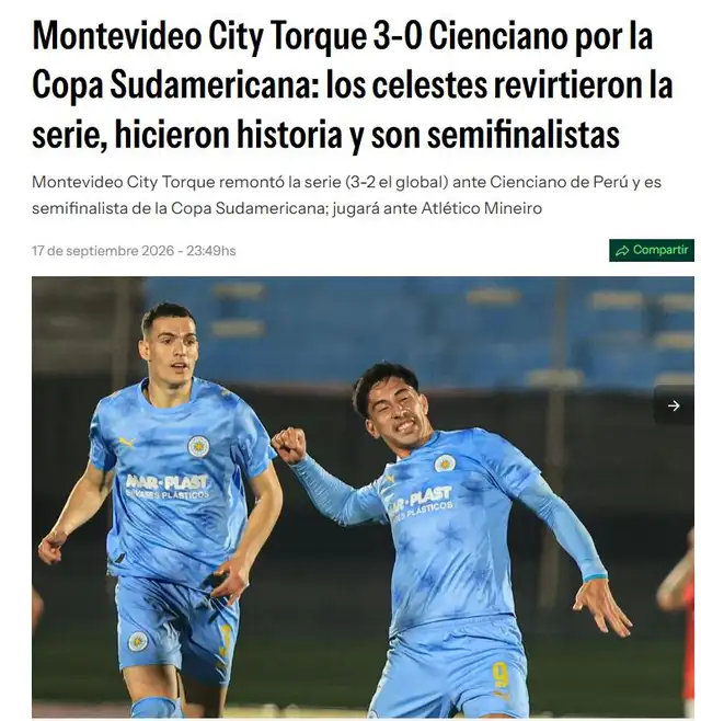 Cienciano, Montevideo City, Copa Sudamericana Cienciano, Montevideo City, Copa Sudamericana