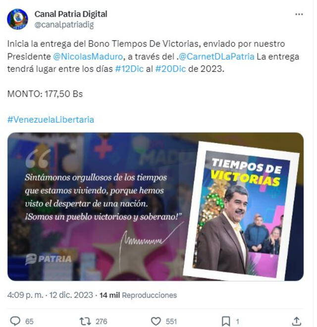 Bono Tiempos de Victorias