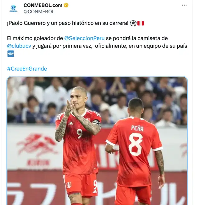 Conmebol dejó mensaje a Paolo Guerrero